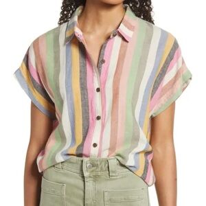 Marine Layer Dana Shirt in Rainbow Stripe